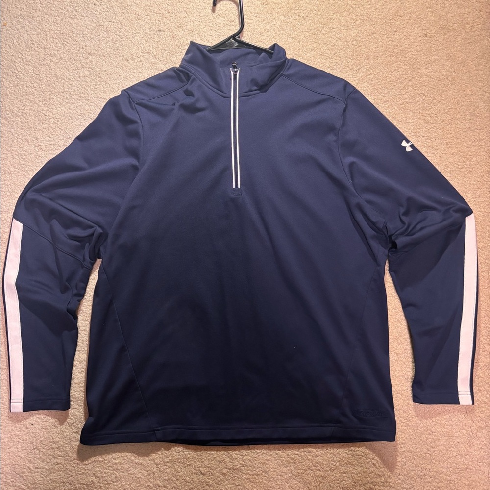 Under Armour Shirt Mens L Navy Fleece 1/4 Zip Pullover Lightweight Golf